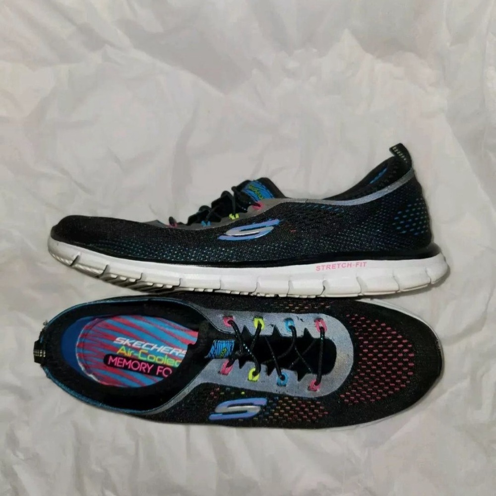 Skechers Flex Fusion Air Cooled Memory Foam Sneaker Women’s Size 9.5 Blk Multi - Picture 6 of 7
